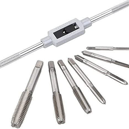 Buyohlic 8 pcs Taps Set with Adjustable Tap Wrench 1/16-1/2'' for Internal and External Threading Taps Size M3 M4 M5 M6 M8 M10 M12