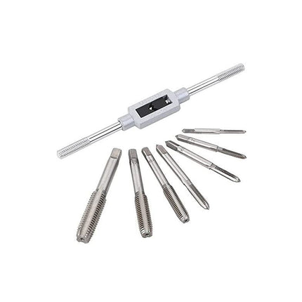 Buyohlic 8 pcs Taps Set with Adjustable Tap Wrench 1/16-1/2'' for Internal and External Threading Taps Size M3 M4 M5 M6 M8 M10 M12