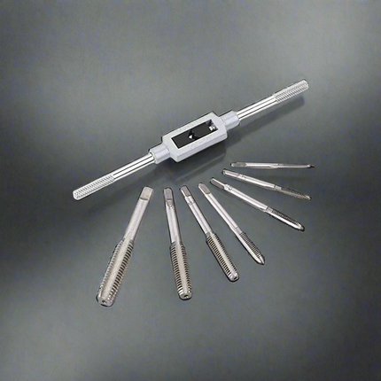 Buyohlic 8 pcs Taps Set with Adjustable Tap Wrench 1/16-1/2'' for Internal and External Threading Taps Size M3 M4 M5 M6 M8 M10 M12