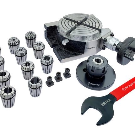4" | 100mm 4 slot Rotary table with ER Adopter & T-nuts with Spanner