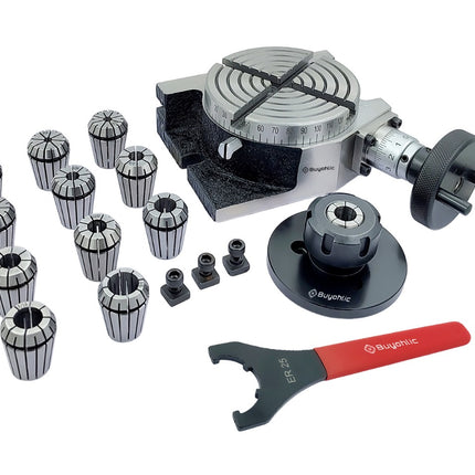 4" | 100mm 4 slot Rotary table with ER Adopter & T-nuts with Spanner