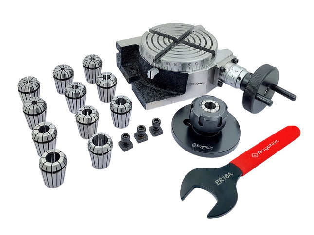 4" | 100mm 4 slot Rotary table with ER Adopter & T-nuts with Spanner