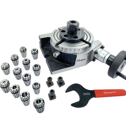 4" | 100mm 4 slot Rotary table with ER Adopter & T-nuts with Spanner