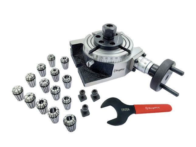 4" | 100mm 4 slot Rotary table with ER Adopter & T-nuts with Spanner