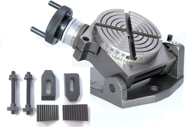 Horizontal Vertical 4" Inch II 100 mm Rotary Milling Indexing Table with M6 Clamp Kit