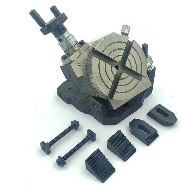 Horizontal Vertical 4" Inch II 100 mm Rotary Milling Indexing Table with M6 Clamp Kit