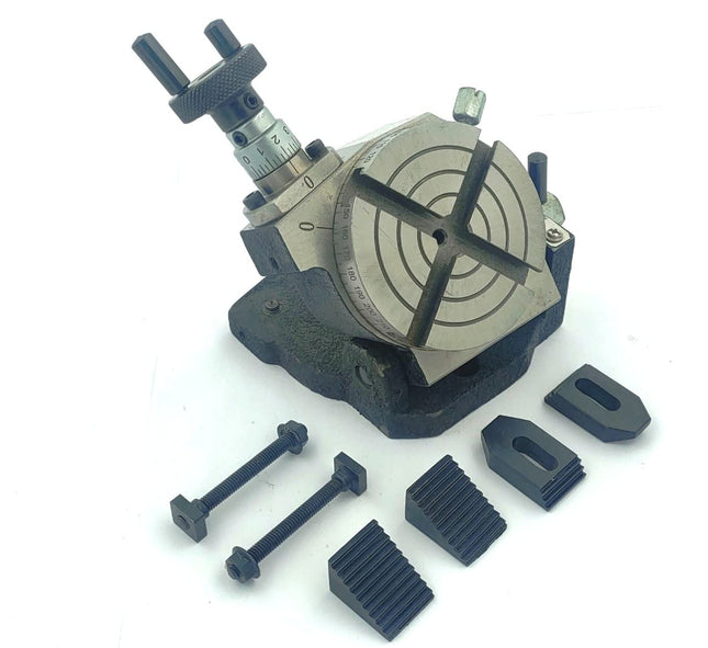 Horizontal Vertical 4" Inch II 100 mm Rotary Milling Indexing Table with M6 Clamp Kit