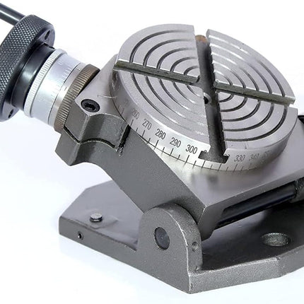 Rotary Table With 70 mm 4 Jaw Independent Chuck and back Plate