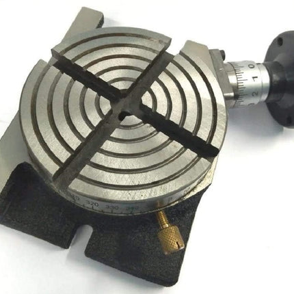 Rotary Table With 70 mm 4 Jaw Independent Chuck and back Plate