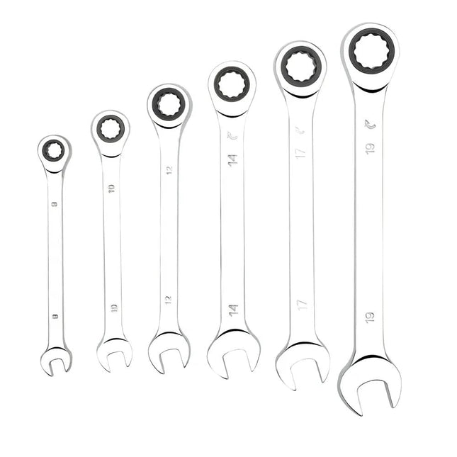 Buyohlic 7 pcs Ratchet Wrenches Set Metric 8 to 19mm Standard Spanners Combination Wrench Set