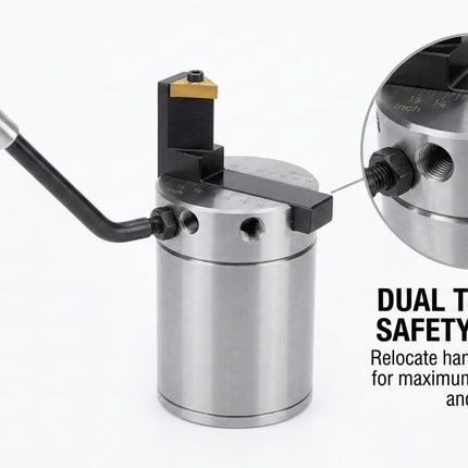 Precision Lathe Ball Turning Attachment | Up to 60mm Radius | Heavy-Duty Steel Body | TNMG16 Carbide Insert Included | Metric & Imperial Markings | Reversible Safety Handle