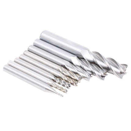 1/8" 3/16" 1/4" 5/16" 3/8" 1/2" high Speed Steel HSS 4 Flute Straight End Mill Cutter 5/32" 1/16" Set of 8