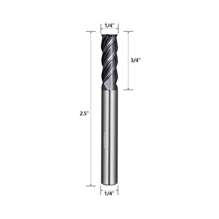 Tools Carbide End Mill Square Milling Cutter for Cutting Alloy Steels,Cast Iron, Hardened Steel - 4 Flute Cutting Tools 1/4 Shank (1/4-2.5" 2PCS)