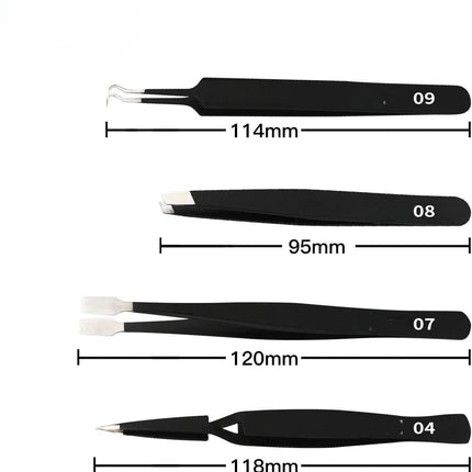 Precision Tweezers Set, ESD Anti-Static Stainless Steel Tweezers Set for Craft, Jewelry, Electronics, Laboratory Work (14 PCS)