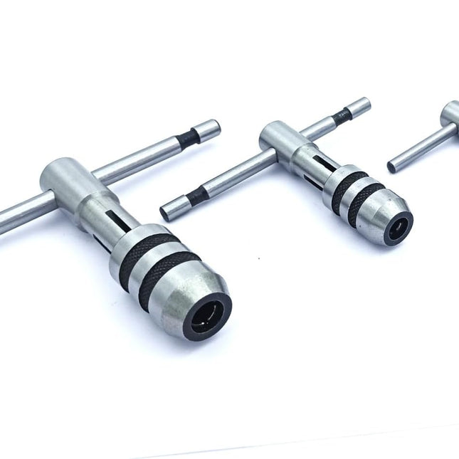 T-Handle Tap Wrench Set Of 3 Pcs Solid Collet Jaws For Tapping & Reaming