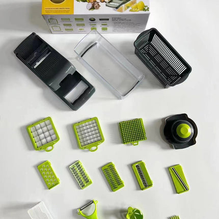 Buyohlic 16 In 1 Handheld Manual Kitchen Multifunctional Potato Veggie Grater Mandoline Slicer Chopper