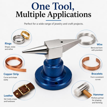 BUYOHLIC Double Horn Jewelers Anvil with Round Base for Ring Forming, Wire Bending & Metal Shaping