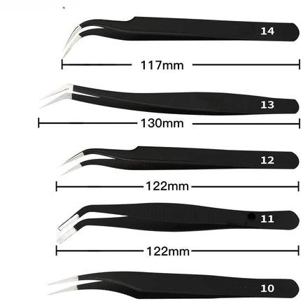 Precision Tweezers Set, ESD Anti-Static Stainless Steel Tweezers Set for Craft, Jewelry, Electronics, Laboratory Work (14 PCS)