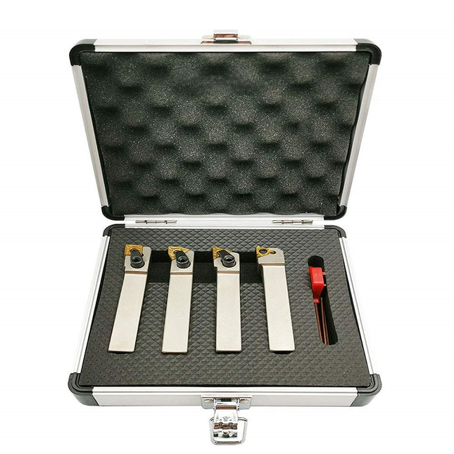 5/8'' inch CNC Lathe Indexable Turning Tool Holder with Nickel Plated,CNC Heavy-Duty Metal Lathe Bit Set with Tin Coated Carbide Turning Inserts WNMG431 CNMG431 TNMG331 16ER AG60