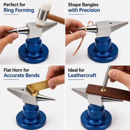 BUYOHLIC Double Horn Jewelers Anvil with Round Base for Ring Forming, Wire Bending & Metal Shaping