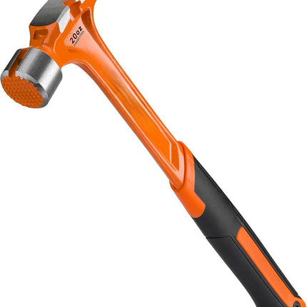 20 oz Straight Claw Hammer with Magnetic Nail Holder, Rip Claw Hammer with Milled Face, Side Nail Puller, Shock Absorbing Grip, Heavy Duty One-piece Forged Hammer