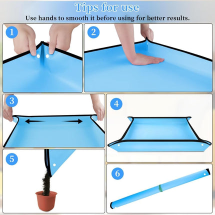 Buyohlic Repotting Mat for Indoor Plant Transplanting and Mess Control Waterproof Potting Mat, Square Planting Tray, Gardening Gifts for Plant Lovers