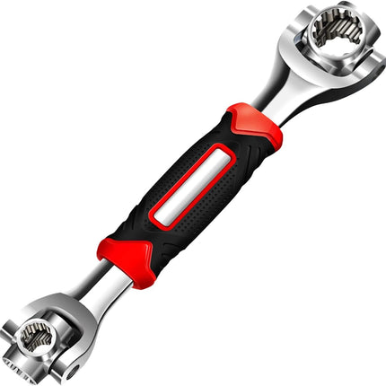 48 in 1 Socket Wrench, Stainless Steel Multi Function Wrench Tool with 360 Degree Rotating Head, Universal Wrench with Rubber Handle