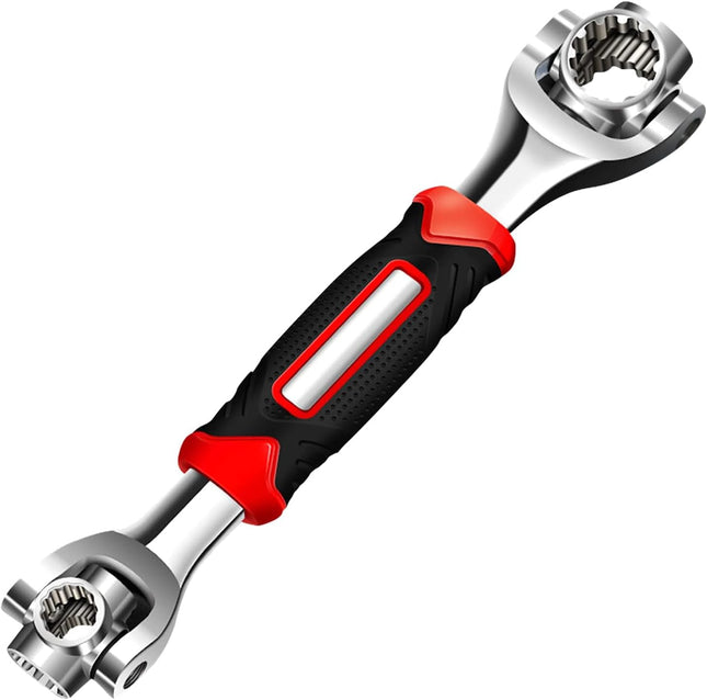 48 in 1 Socket Wrench, Stainless Steel Multi Function Wrench Tool with 360 Degree Rotating Head, Universal Wrench with Rubber Handle