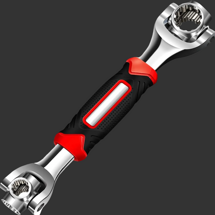 48 in 1 Socket Wrench, Stainless Steel Multi Function Wrench Tool with 360 Degree Rotating Head, Universal Wrench with Rubber Handle