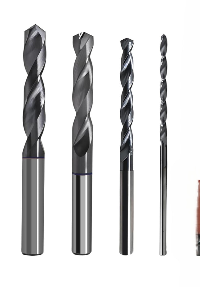 Carbide Drill Bit Set for Hardened Steel Stainless Steel Hot Working Steel Metal 1/16 3/16 1/8 1/4 Inch 4 Pcs CNC Tungsten Solid Carbide Twist Drill Bits Set 135° Point Angle