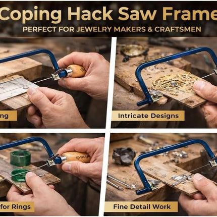 Jeweler's Coping Saw Frame & Piercing Saw Blades Set Sizes 1/0-6/0