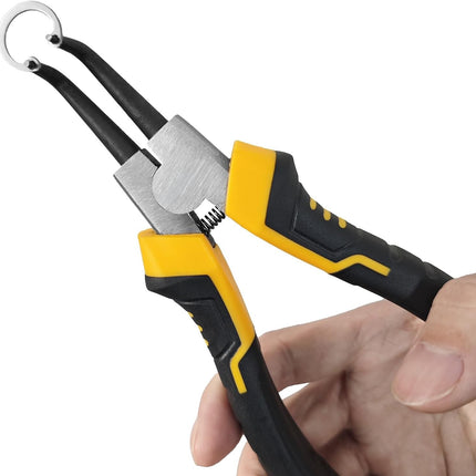 4-Piece Snap Ring Pliers Set - 7-Inch Internal/External Circlip Pliers Kit (Straight/Bent Jaw, 5/64" Tip) for Ring Removal, Heavy Duty Chrome Vanadium Steel with Storage Pouch
