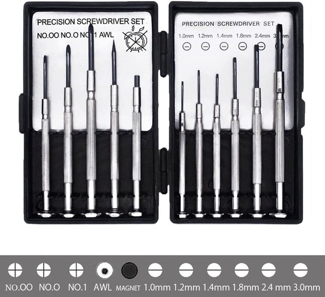 11 PCS Mini Screwdriver Set, Small Screwdrivers of Flathead and Phillips, Screwdriver Sets for Glasses, Watch, Phone, Toys, Computer Repair
