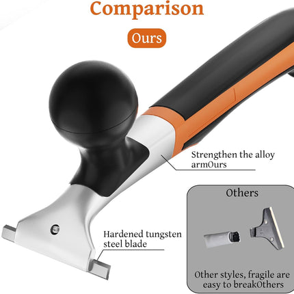 Professional 2-1/2" Tungsten Carbide Scraper - Extra Long Double-Sided Blade for Removing Paint, Epoxy, Rust, Adhesive & Carpet Glue - Heavy Duty Ergonomic Scraper Tool
