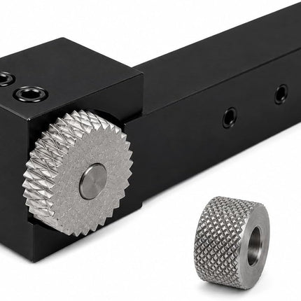SWH1002 Single Shoulder Knurling Tool Holder for Lathe, HSS Knurling Wheel with Carbide Pin, 20x20mm Shank, Co12 Wheel Size