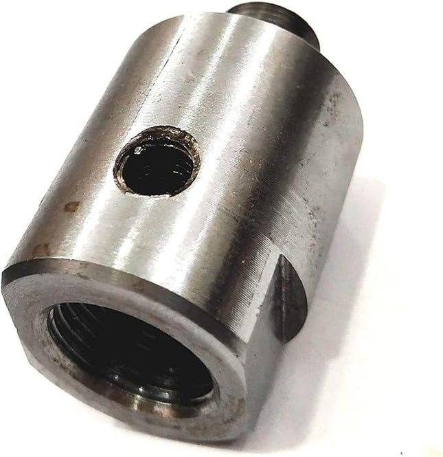Steel lathe spindle thread adapter side angle view