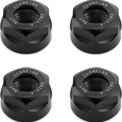 ER20 A Collet Clamping Nuts for CNC Milling Chuck Holder Lathe, 4 Pack (Black)