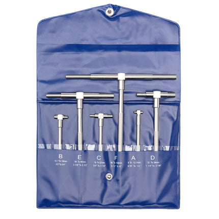 5/16'' to  6'' Telescoping Gage Set of 6 pcs T-Bore Hole Gauges Satin Chrome Finished