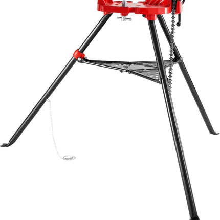 Mophorn 460-6 Tripod Pipe Chain Vise 1/8"-6" Capacity,Pipe Stand Portable Foldable Steel Legs,Pipe Jack Stands w/ Tool Tray, Tripod Stand Chain Vise Ideal for a Variety of Pipe Materials