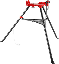 Mophorn 460-6 Tripod Pipe Chain Vise 1/8"-6" Capacity,Pipe Stand Portable Foldable Steel Legs,Pipe Jack Stands w/ Tool Tray, Tripod Stand Chain Vise Ideal for a Variety of Pipe Materials