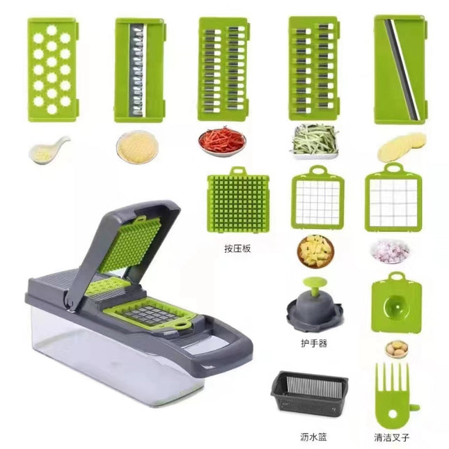 Buyohlic 16 In 1 Handheld Manual Kitchen Multifunctional Potato Veggie Grater Mandoline Slicer Chopper