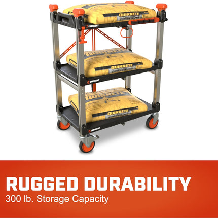 3 Shelf Heavy Duty Folding Jobsite Cart - 300-lb Capacity