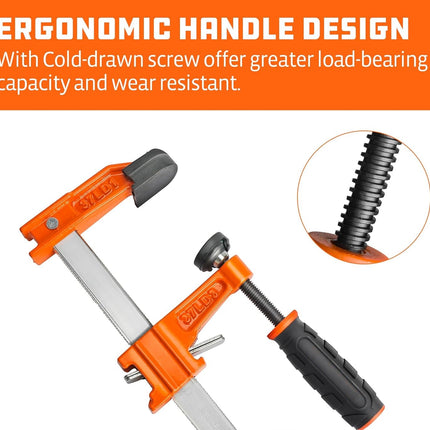 6" Bar Clamp Set, 2-Pack Steel F Clamp Light Duty, 300 lbs Load Limited, for Woodworking, Metalworking, DIY