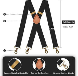 Suspenders for Men Heavy Duty Swivel Hooks Retro X-Back Adjustable Brace