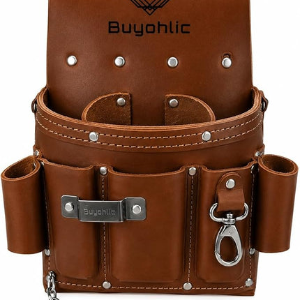 Electrician Tool Pouch Bag , Professional Multi-Pocket Organizer I Top Grain Leather