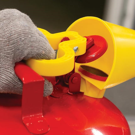 Plastic Funnel for Type I Metal Safety Cans, 5"x 7"x 12", Made of Chemically Resistant High-Density Polyethylene, Yellow,