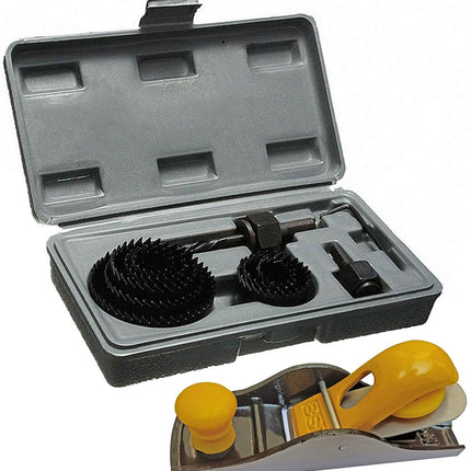 New 7 inch Randa Block Carpenter Plane With 11 Pcs Hole Saw Drill Bits Multi-size Woodworking tool kit (Pack of 2) Cast Iron Steel Hand Plane (17.5 cm)