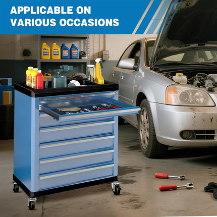 7-Drawer Rolling Tool Chest with Lock&Keys and Swivel Casters,Tool Chest with Multi-Sizes Drawers and Multifunctional Countertop,Special Connect Rods for Connection with 5-Drawer Tool Cabinet