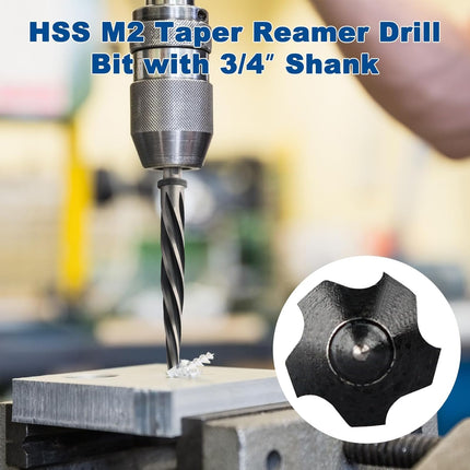 3/4" M2 HSS Taper Chucking Reamer Drill Bit, Taper Reamer Drill Bit for Steel, Alloy, Aluminum, Wood, Plastic