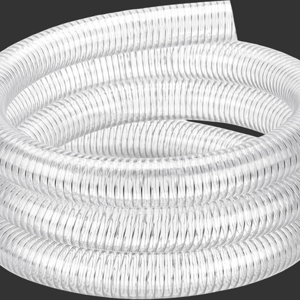 Flexible Hose 1 1/2" id - 25ft Clear PVC Spiral Steel Wire Reinforced Vinyl Tubing 1.5 inch Plastic Vacuum Pipe Flex Suction Hose for Dust Collection Boat Marine Pump, Drain Water Fuel Gas